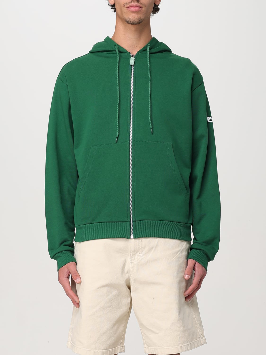 GCDS FELPA: Felpa GCDS in cotone con zip , Verde - Img 1