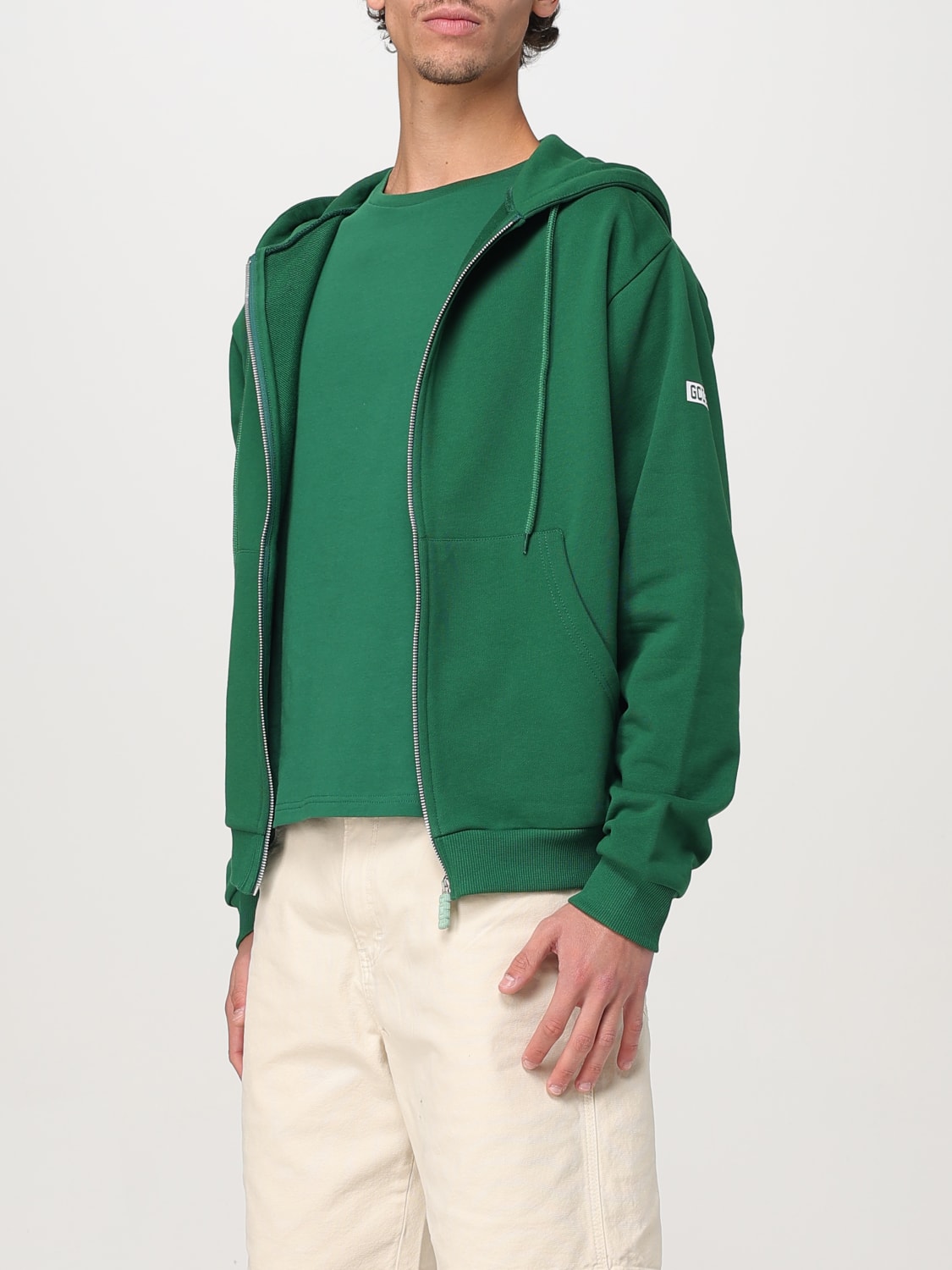 GCDS FELPA: Felpa GCDS in cotone con zip , Verde - Img 3