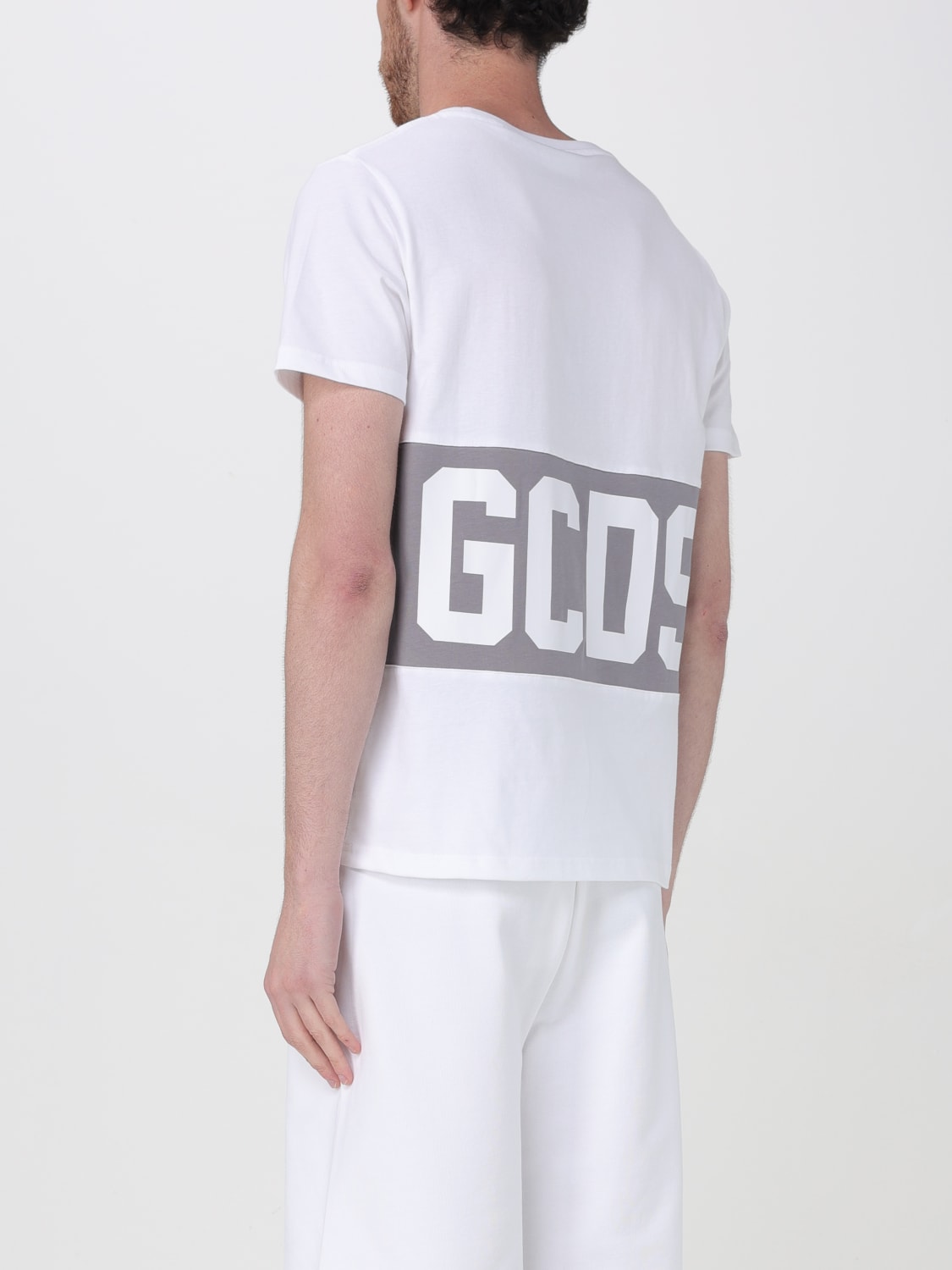 GCDS T-SHIRT: T-shirt in cotone con maxi logo GCDS, Bianco - Img 2