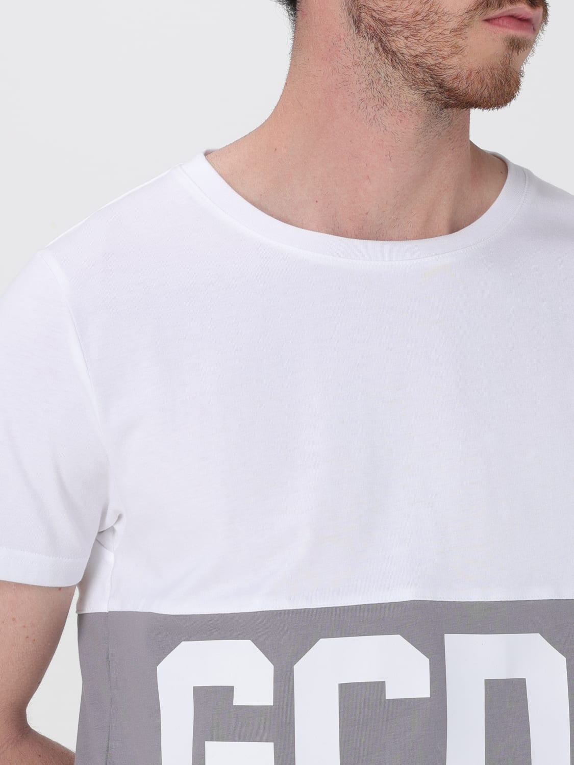 GCDS T-SHIRT: T-shirt in cotone con maxi logo GCDS, Bianco - Img 3