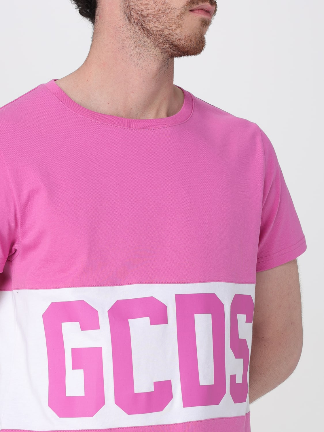 Tシャツ・カットソー GCDS Men T-shirt Fuchsia B1XM2314JA3 59 GCDS: T-shirt men - Fuchsia | GCDS t-shirt B1XM2314JA3