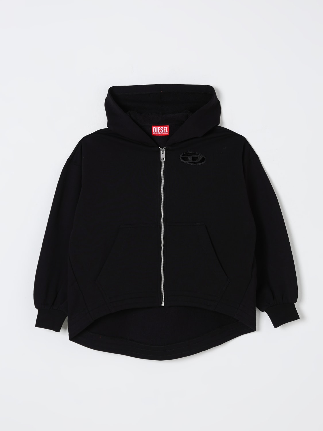 DIESEL MAGLIA: Felpa con cappuccio Oval D Diesel, Nero - Img 1