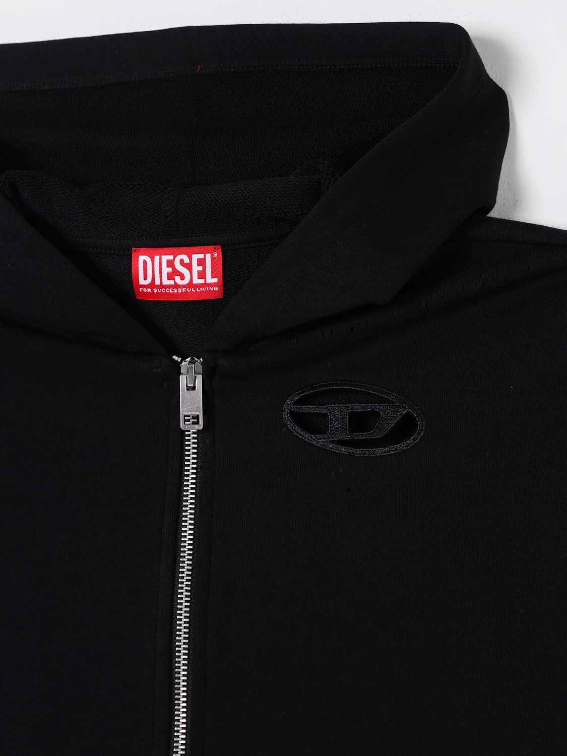 DIESEL MAGLIA: Felpa con cappuccio Oval D Diesel, Nero - Img 3