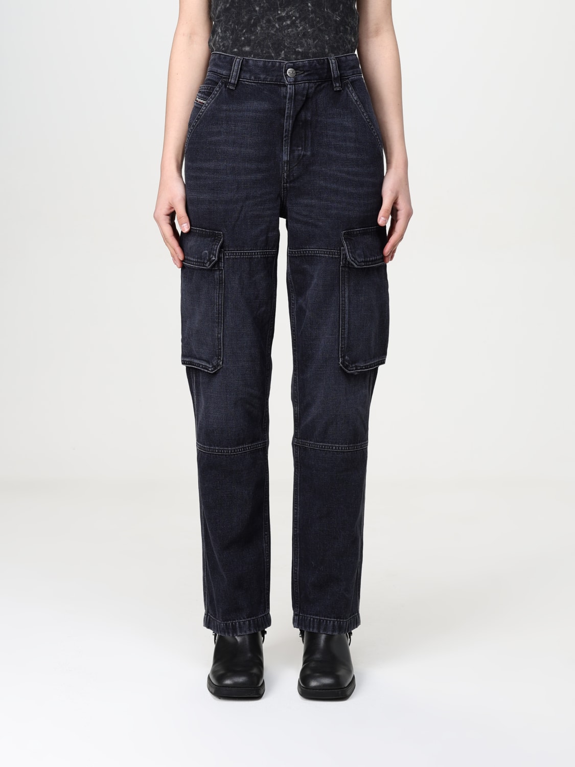 デニム・ジーパン DIESEL Women Denim Pants A16355 007Z902 Black Women's Regular Jeans | Black/Dark grey | Diesel D-Pot