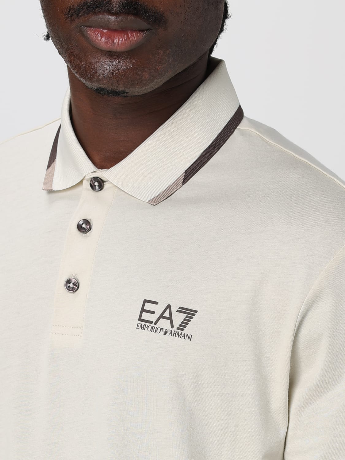 EA7 POLO SHIRT: Polo shirt men Ea7, Beige - Img 3