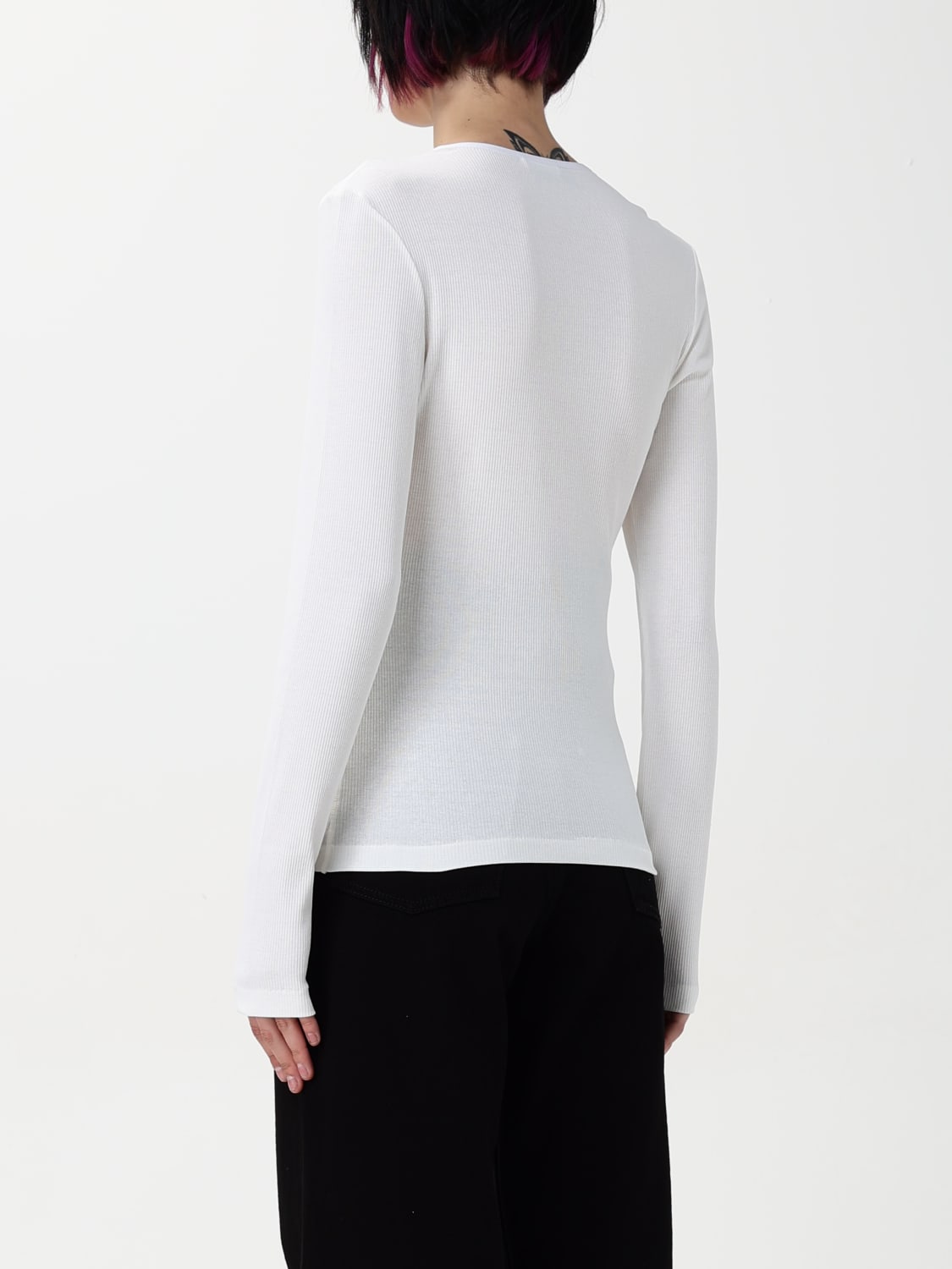 FERRAGAMO T-SHIRT: T-shirt in cotone con scollatura a onde Ferragamo, Nero - Img 3