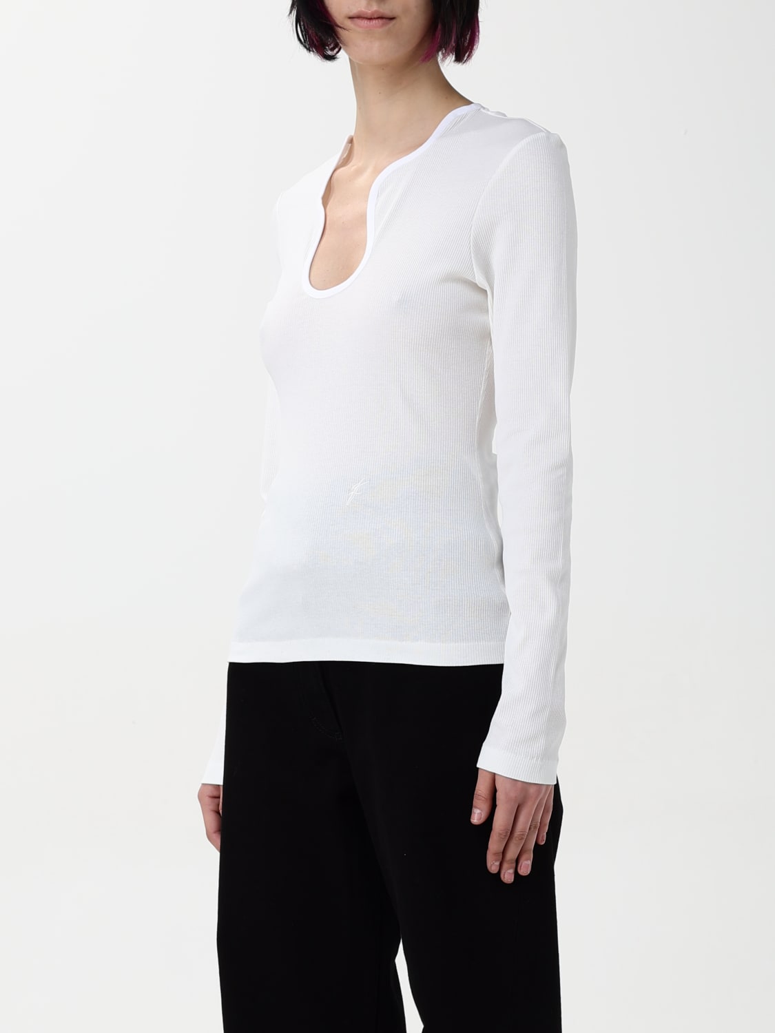 FERRAGAMO T-SHIRT: T-shirt in cotone con scollatura a onde Ferragamo, Nero - Img 4