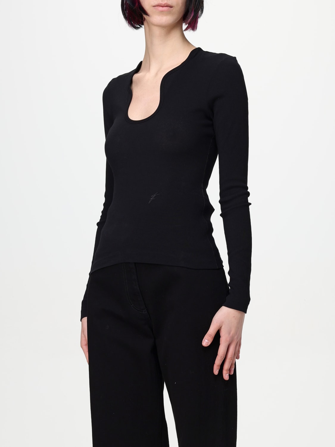 FERRAGAMO T-SHIRT: T-shirt in cotone con scollatura a onde Ferragamo, Bianco - Img 3