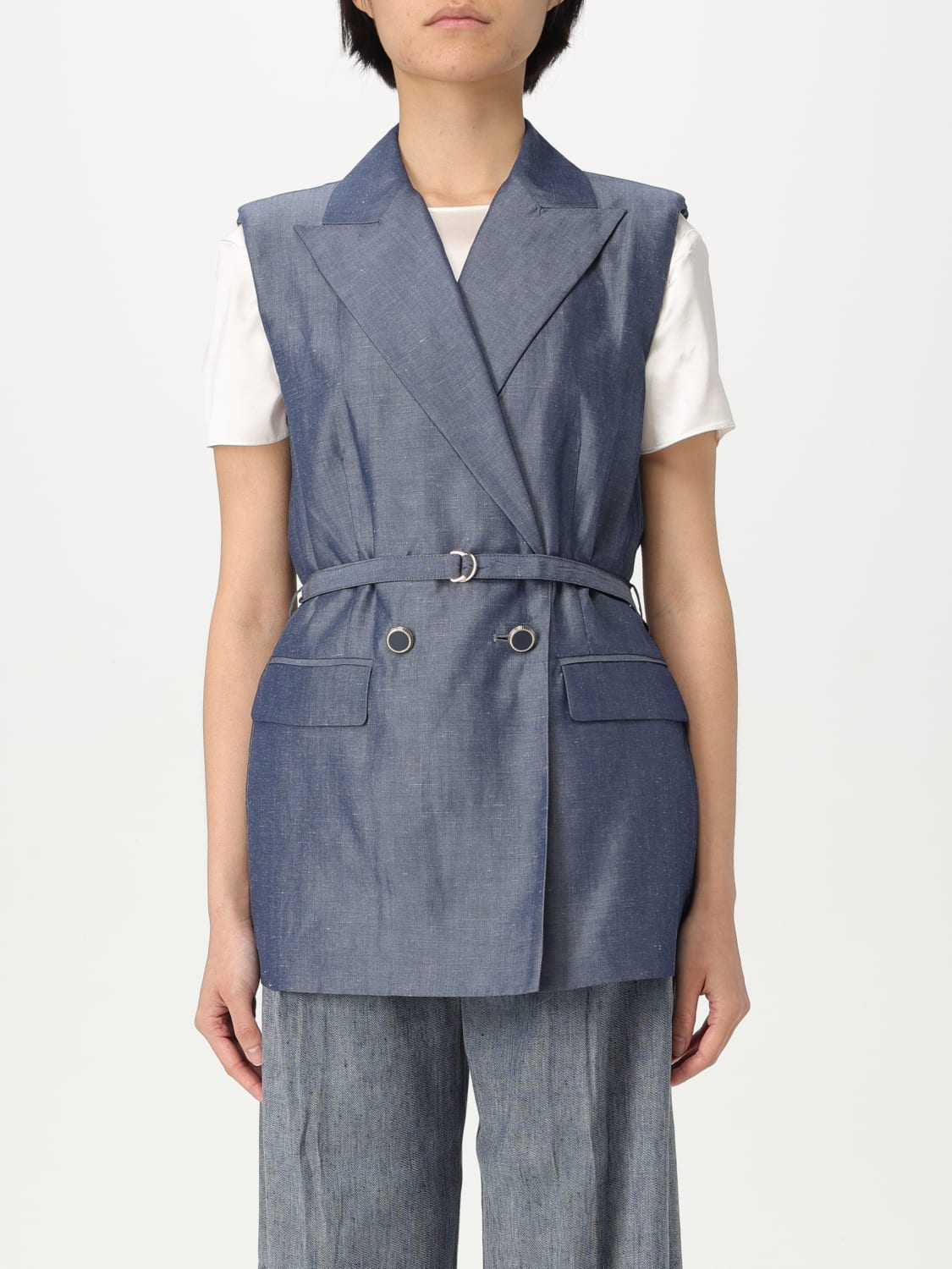 アウターその他 LIU JO Woman Waistcoat Denim WA5133T4818 09481 LIU JO: women's vest - Denim | Liu Jo waistcoat WA5133T4818
