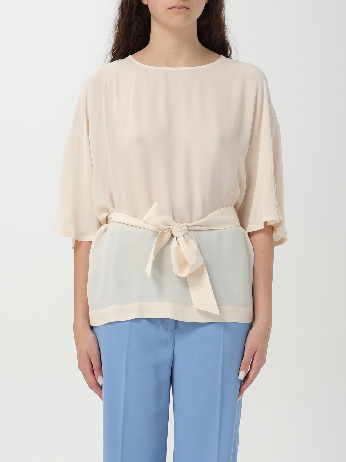 Tシャツ・カットソー LIU JO Woman T-Shirt Blush Pink WA5390T2578 20304 LIU JO: viscose blouse with belt - Blush Pink | Liu Jo top