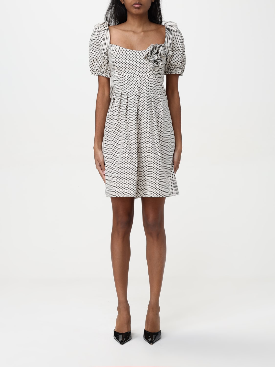 ELISABETTA FRANCHI ABITO: Abito Elisabetta Franchi in viscosa a pois , Burro - Img 1