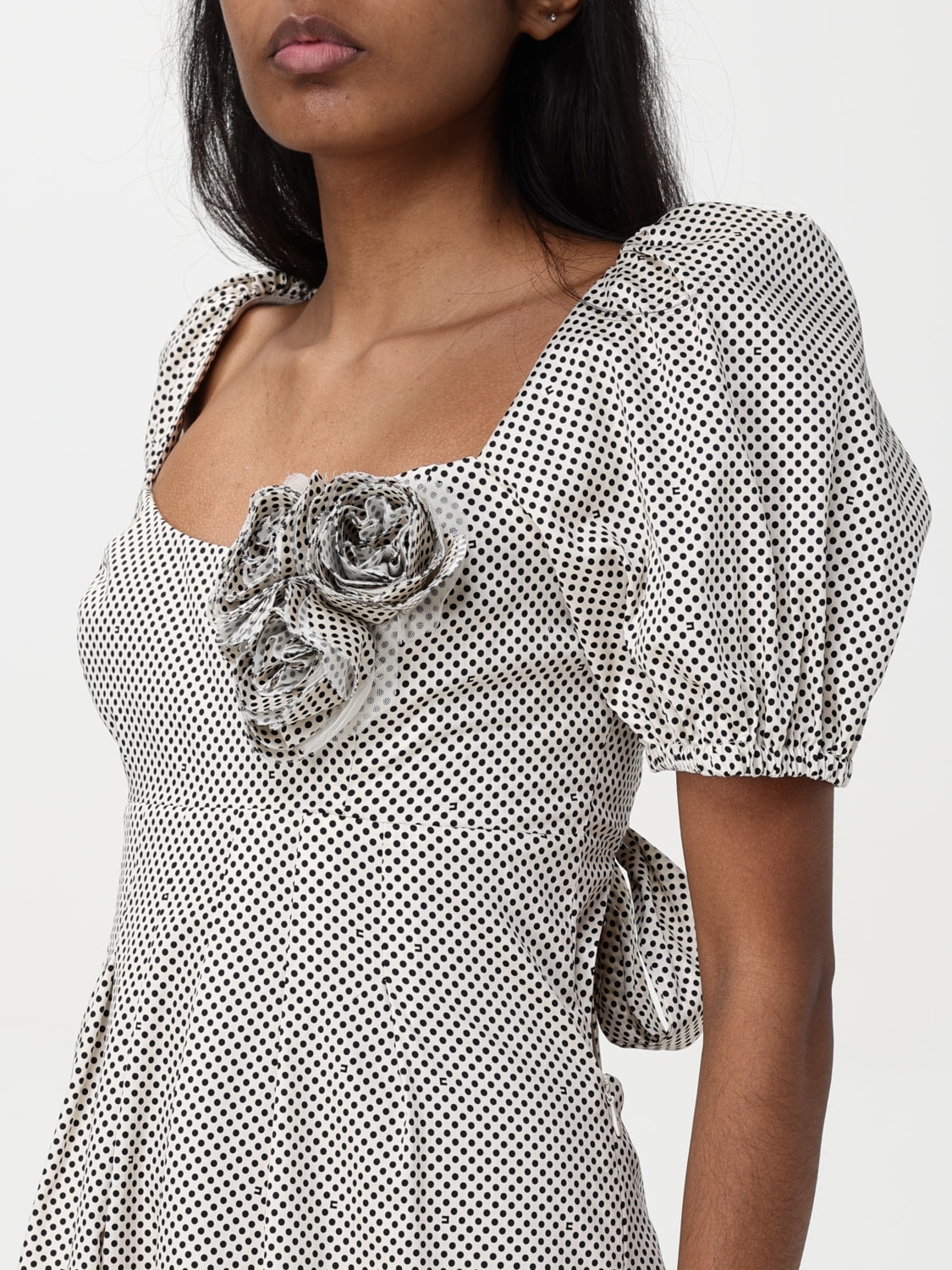 ELISABETTA FRANCHI ABITO: Abito Elisabetta Franchi in viscosa a pois , Burro - Img 3