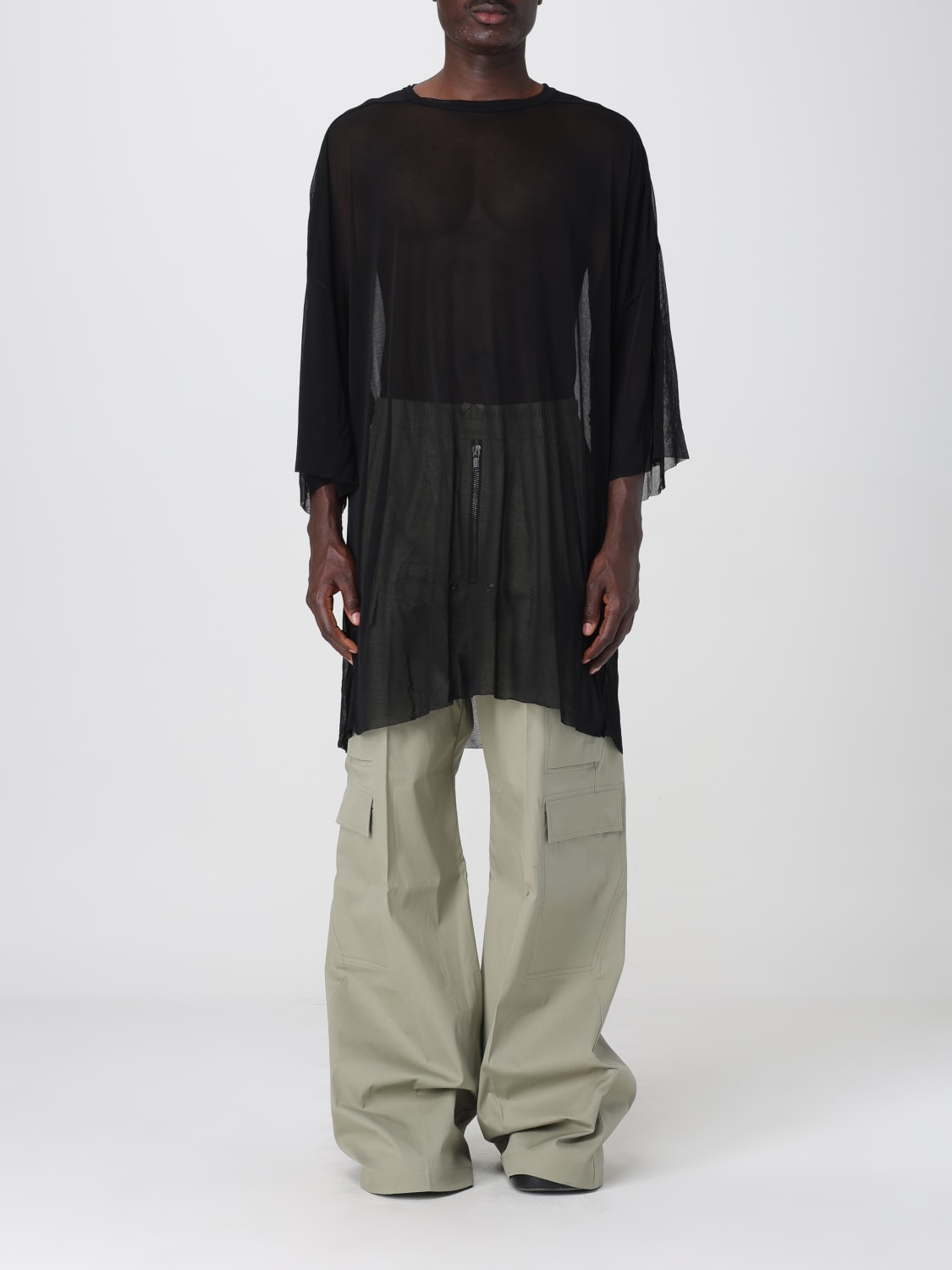 RICK OWENS T-SHIRT: T-shirt oversize in viscosa Rick Owens, Nero - Img 1