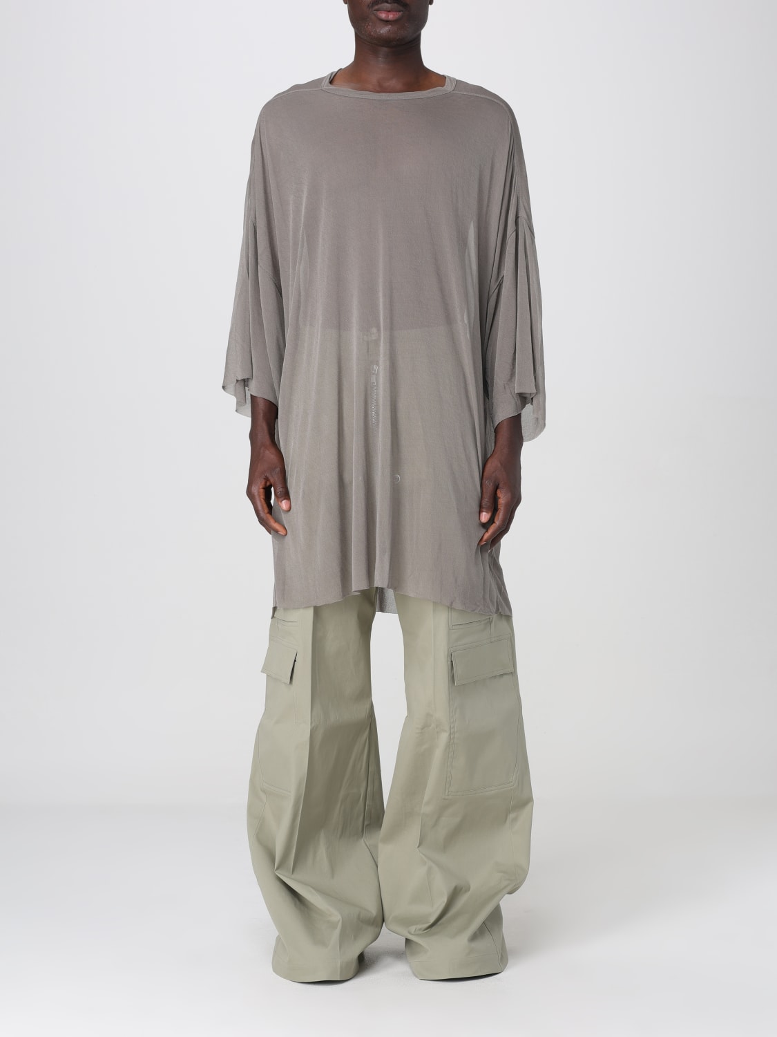 【RICK OWENS】ベージュ クルーネック 半袖Tシャツ Rick Owens Short Crewneck Long Sleeve T-Shirt in Beige | SVD