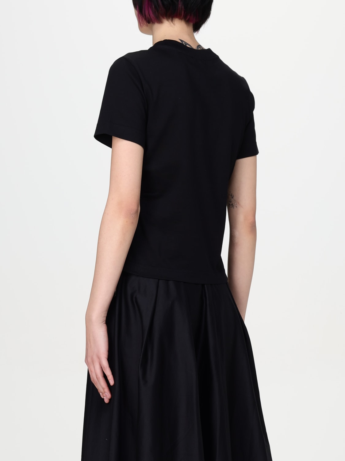 Tシャツ・カットソー BURBERRY Woman T-Shirt Black 8109187 Black cotton Check trim T-shirt – Daniello.com
