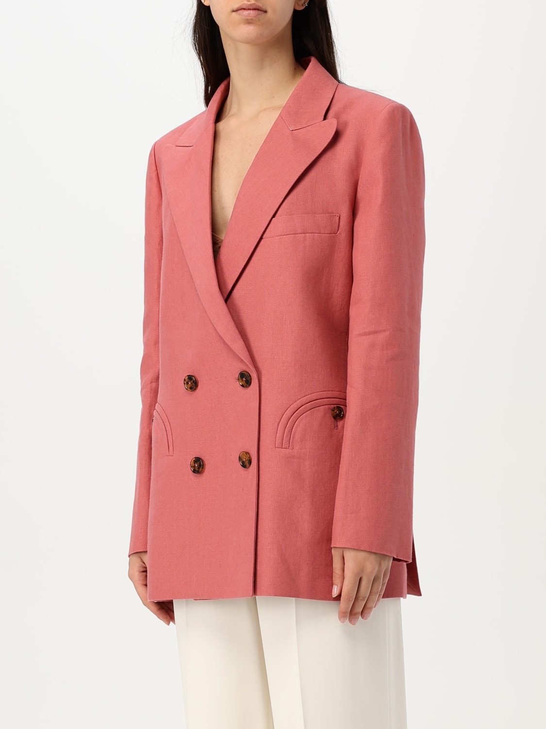 BLAZÉ MILANO BLAZER: Blazer a doppiopetto in lino BlazÉ Milano, Rosa - Img 3