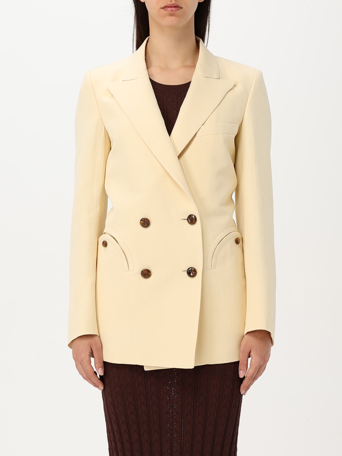 BLAZÉ MILANO BLAZER: Blazer a doppiopetto BlazÉ Milano in misto lino, Burro - Img 1