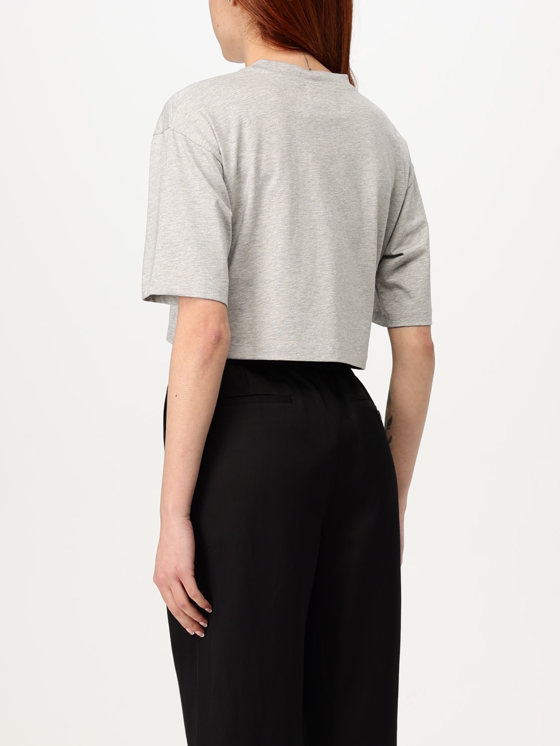 LOU LOU STUDIO T-SHIRTS: T-shirt crop Gupo Lou Lou Studio, Grigio - Img 2