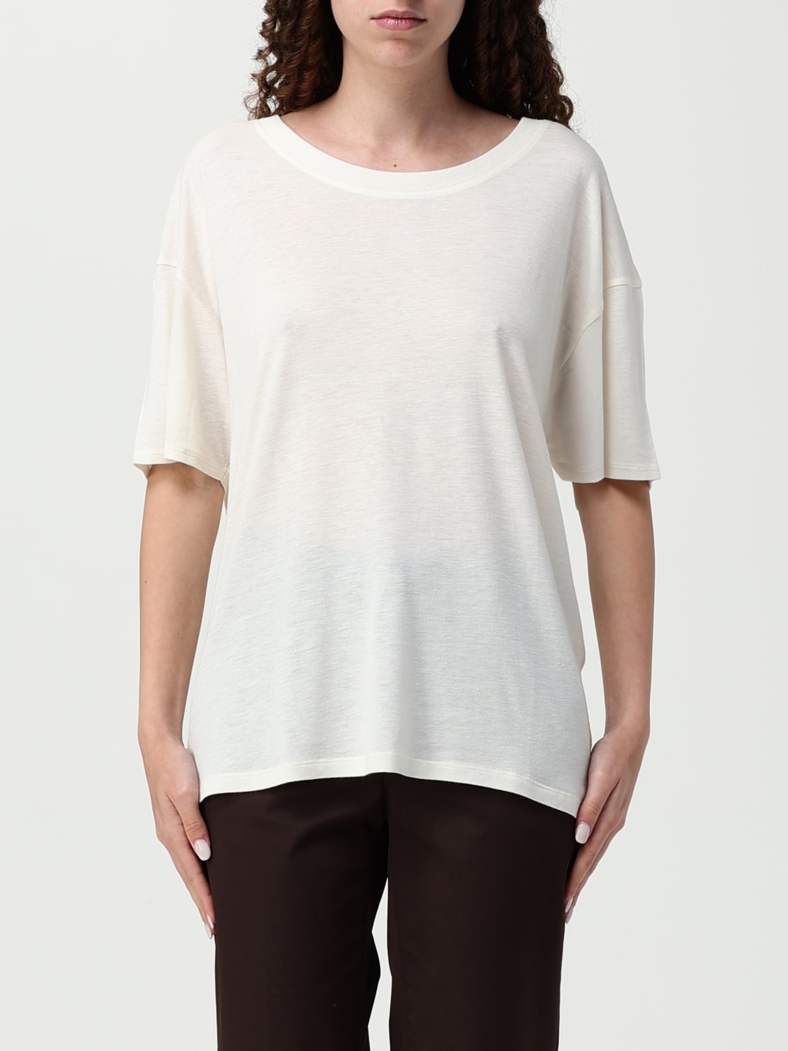 LOU LOU STUDIO T-SHIRTS: T-shirt Ezra Lou Lou Studio in viscosa e lana, Avorio - Img 1