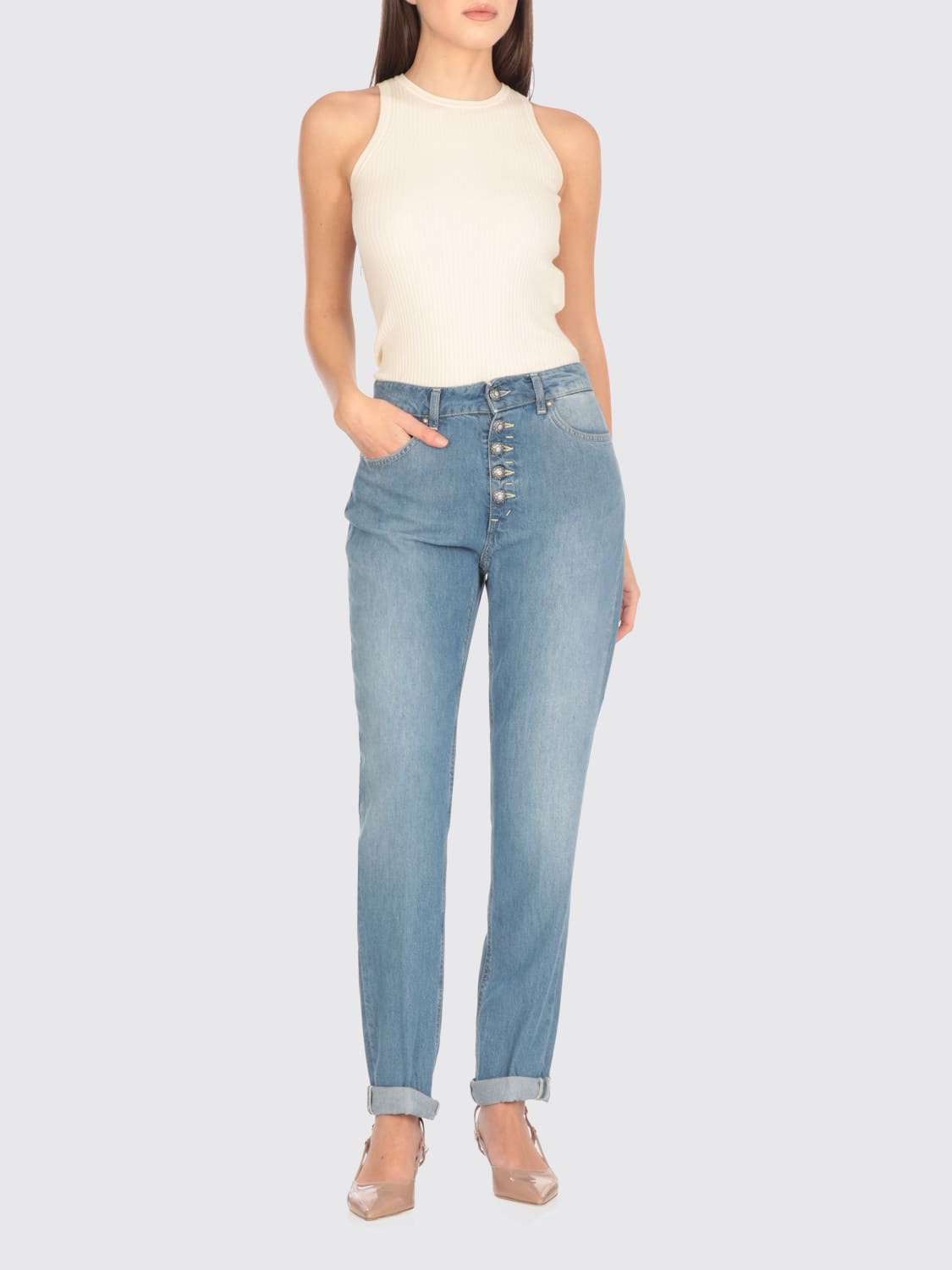 パンツ DONDUP Women Straight Pants DP26BL DF0263 IN8800 Blue DONDUP: Pants woman - Blue | Dondup jeans DP26BLDF0266DIO8