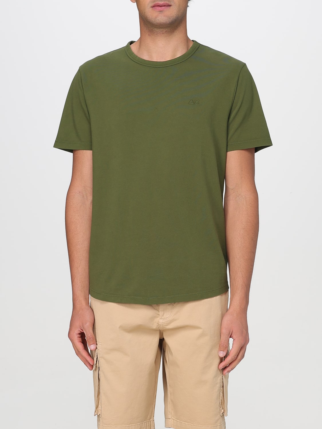 SUN68 T-SHIRT: T-shirt basic in cotone con mini logo SUN68, Verde - Img 1