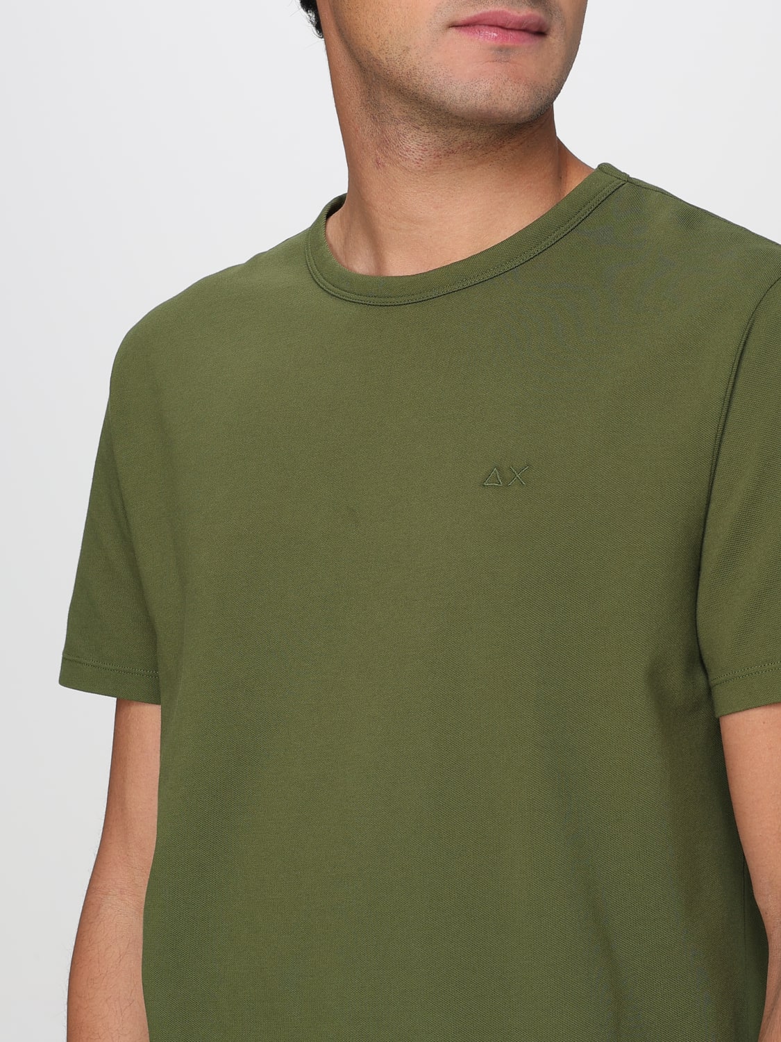 SUN68 T-SHIRT: T-shirt basic in cotone con mini logo SUN68, Verde - Img 3