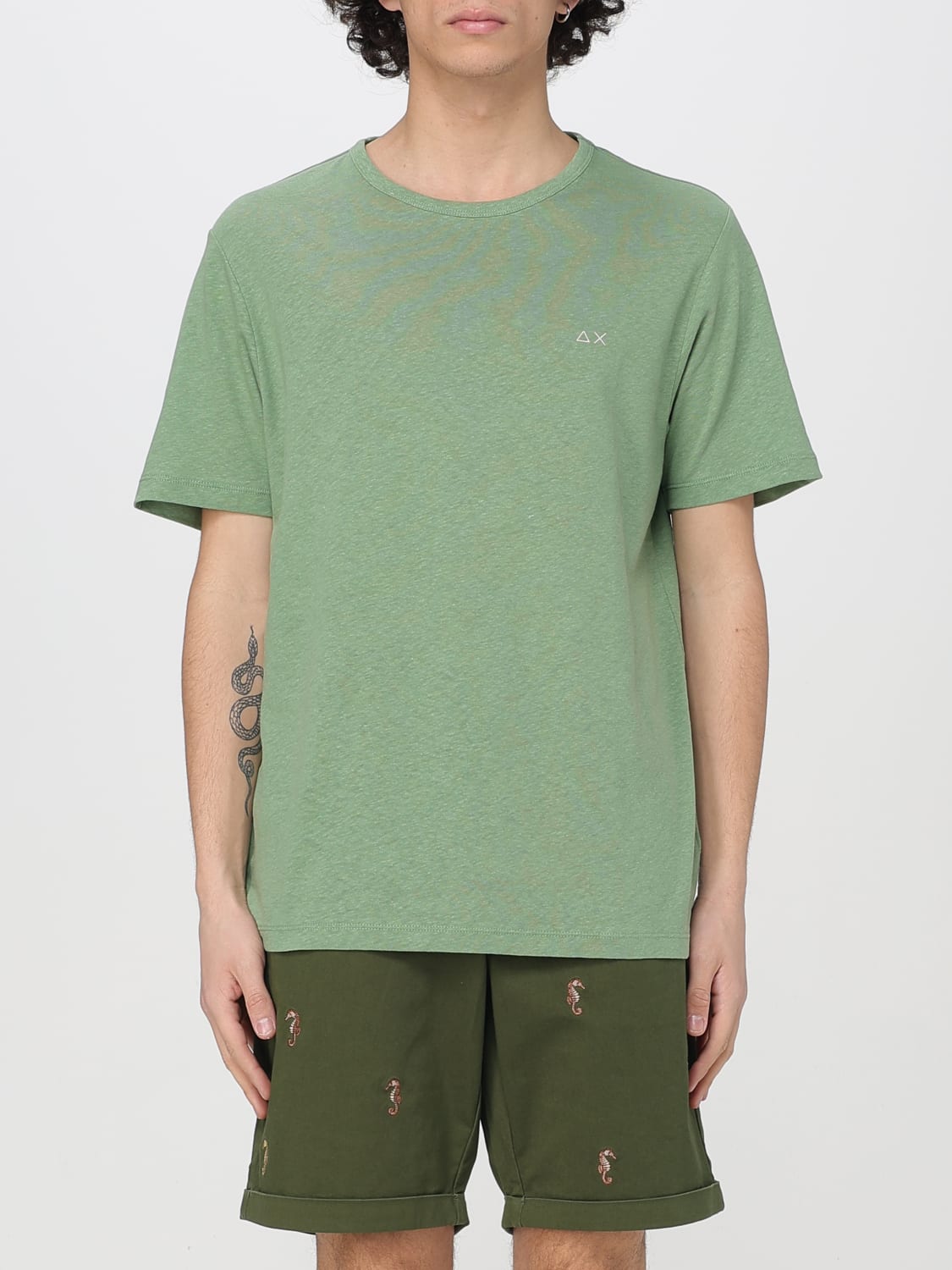 SUN68 T-SHIRT: T-shirt in cotone con logo SUN68, Salvia - Img 1