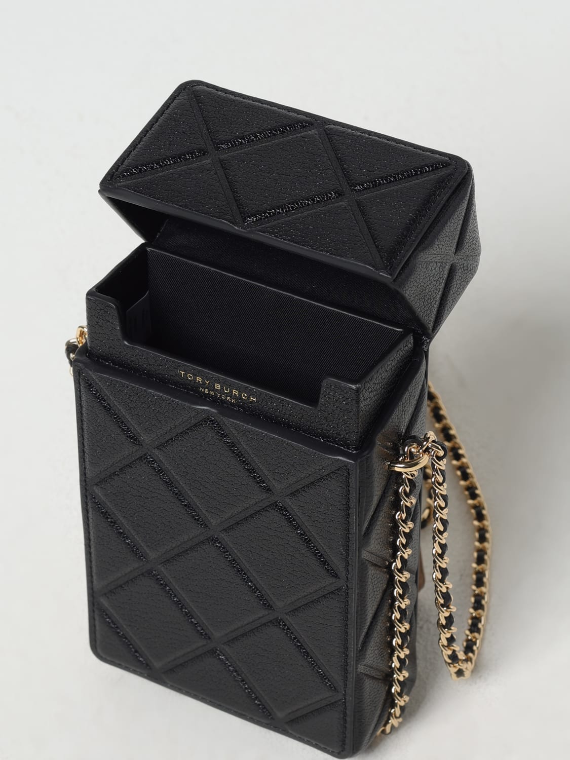 TORY BURCH BORSA MINI: Borsa Fleming Phone Tory Burch in pelle matelassè , Nero - Img 3