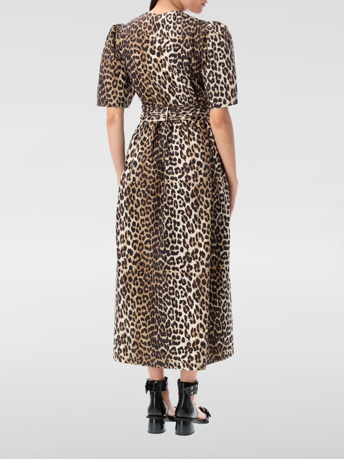 GANNI 连衣裙: 连衣裙 女士 Ganni, 棕色 - Img 2