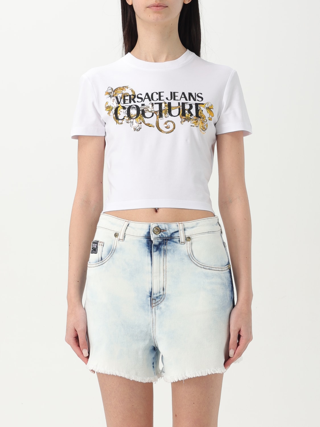 Tシャツ・カットソー VERSACE JEANS COUTURE Woman T-Shirt Black 78HAHC05CJ02C G89 VERSACE JEANS COUTURE: T-shirt woman - White | Versace Jeans