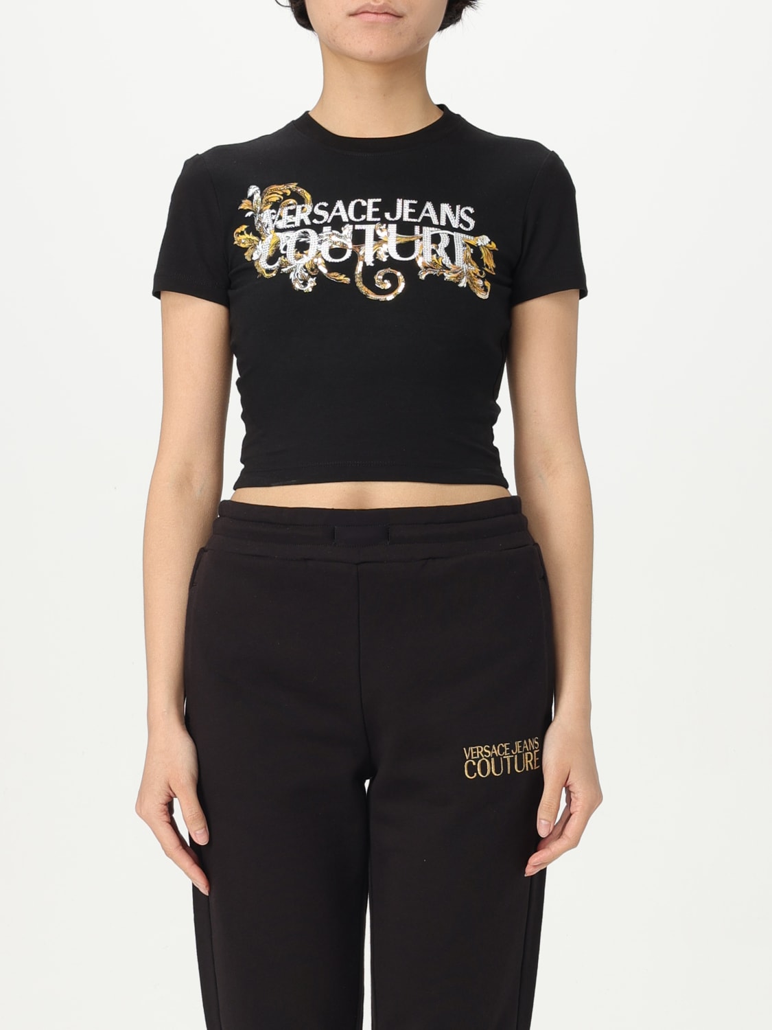 VERSACE JEANS COUTURE T-SHIRT: T-shirt femme Versace Jeans Couture, Noir - Img 1