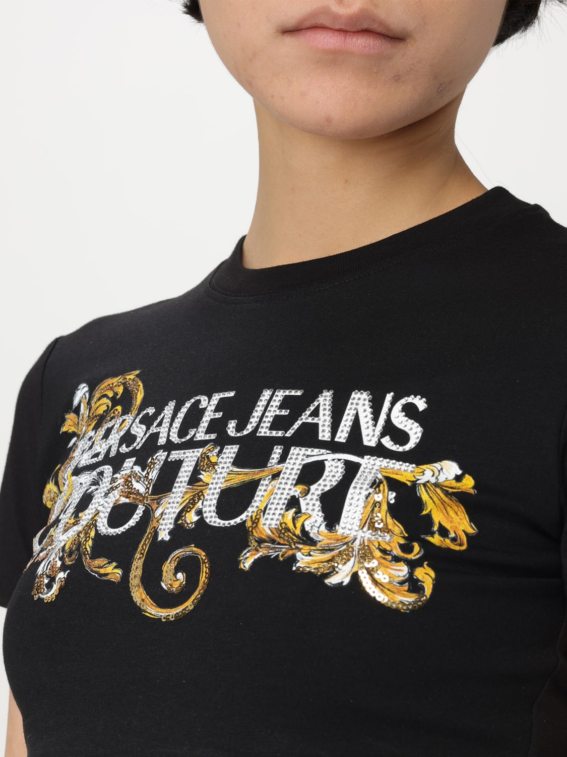 VERSACE JEANS COUTURE T-SHIRT: T-shirt femme Versace Jeans Couture, Noir - Img 3
