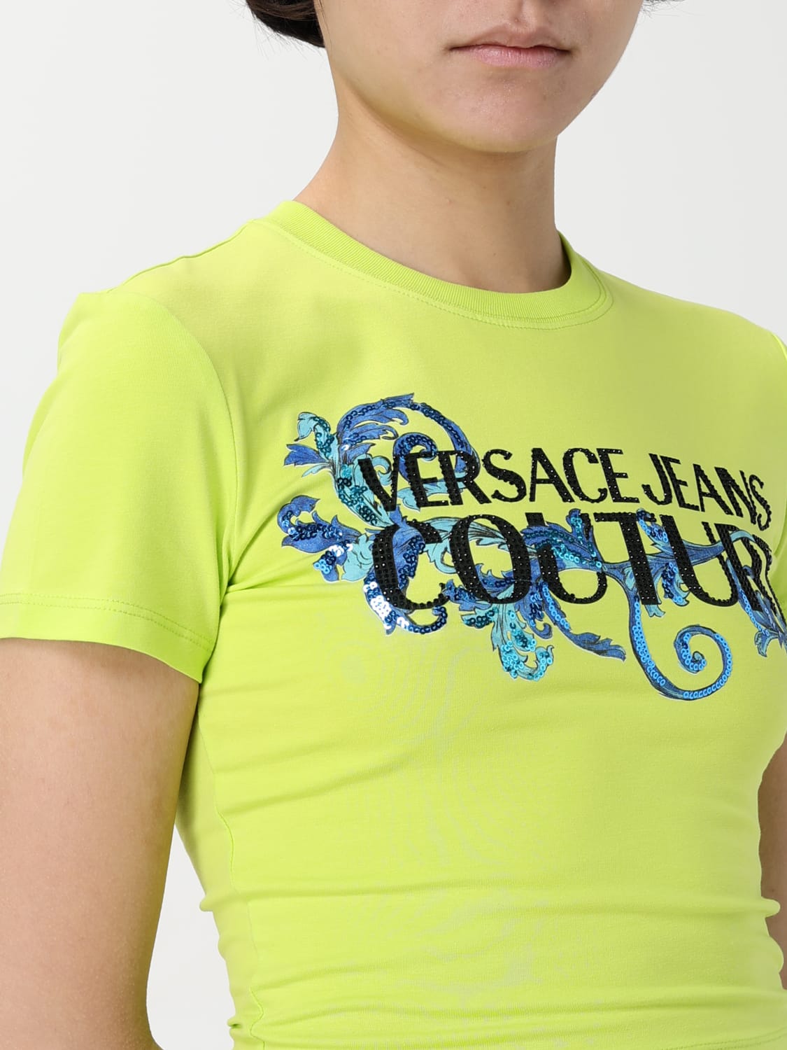 VERSACE JEANS COUTURE T-SHIRT: T-shirt woman Versace Jeans Couture, Green - Img 3