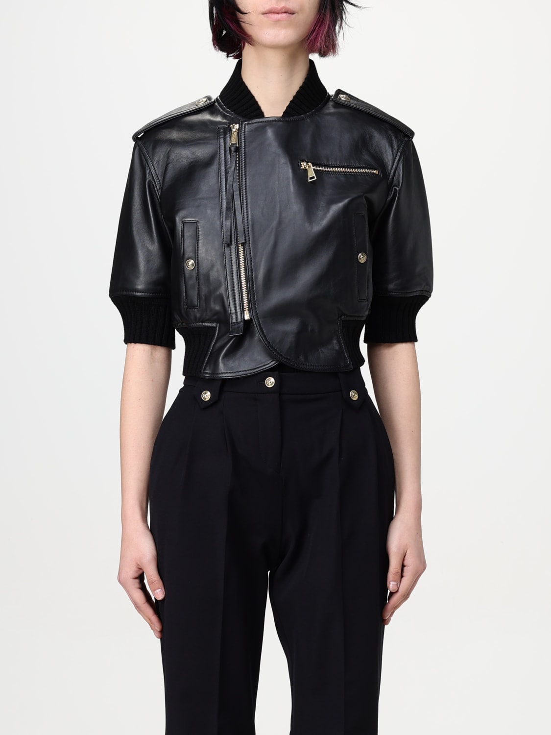 ジャケット VERSACE JEANS COUTURE Woman Jacket Black 77HAUD15CQ06D 899 Versace Jeans Couture Outlet: Jacket woman - Black | Versace