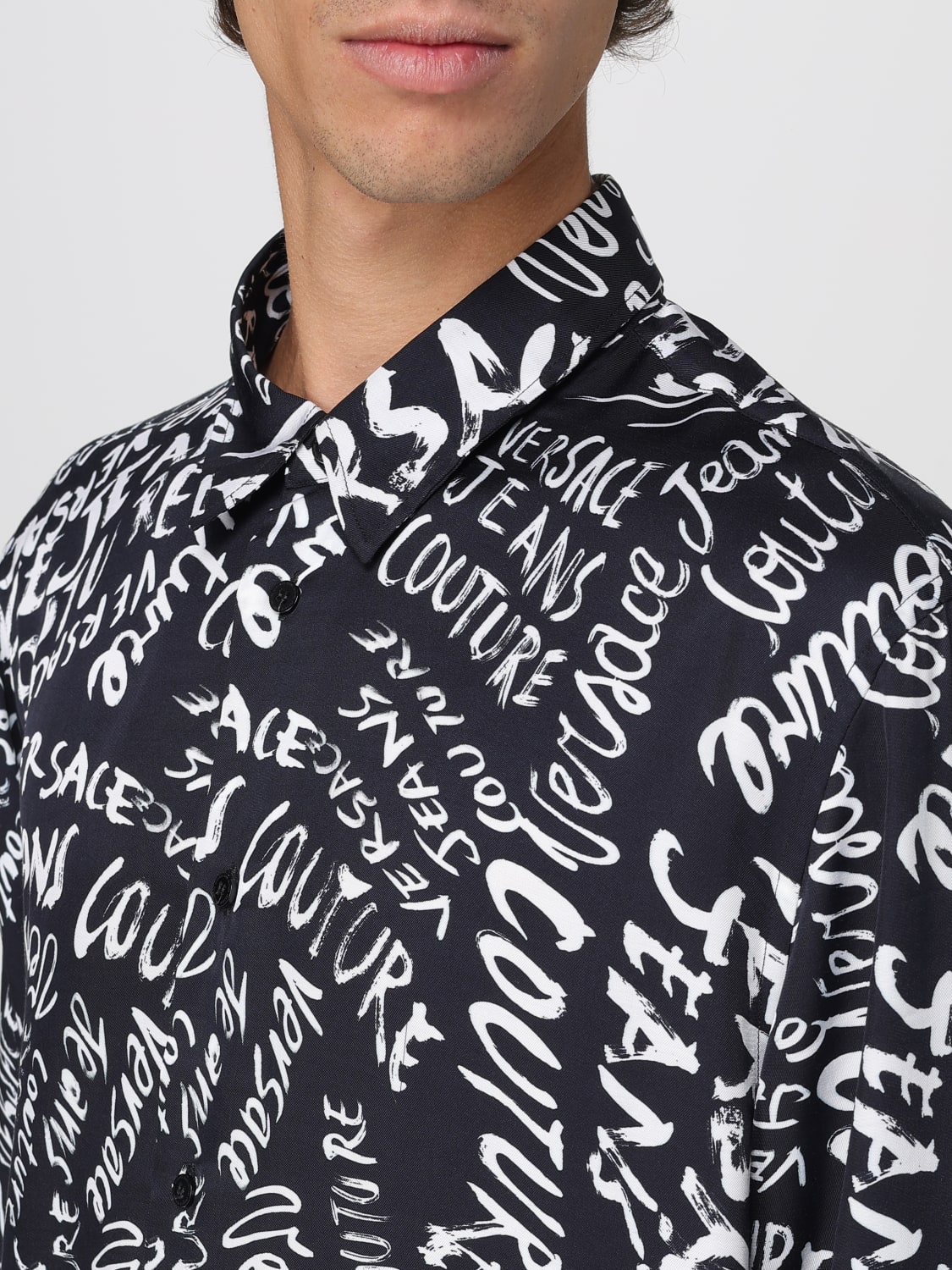 VERSACE JEANS COUTURE: Shirt men Black Versace Jeans Couture
