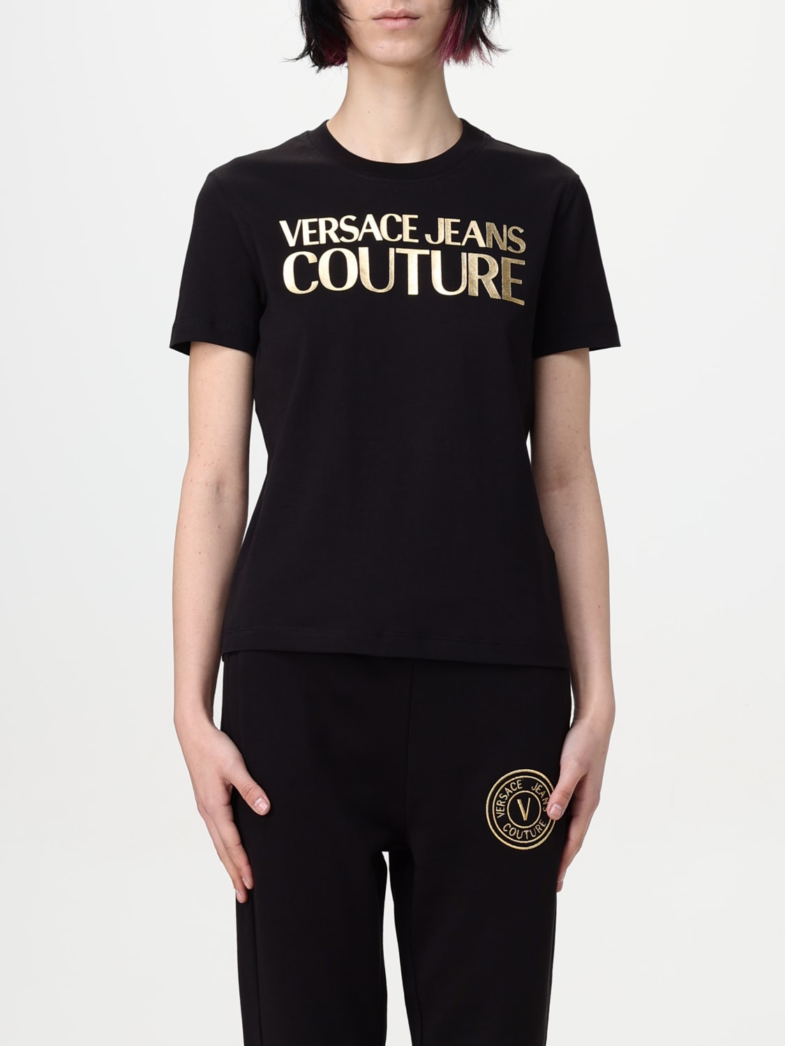 Tシャツ・カットソー VERSACE JEANS COUTURE Woman T-Shirt Black 78HAHT01CJ00T G89 VERSACE JEANS COUTURE: T-shirt woman - Black | Versace Jeans