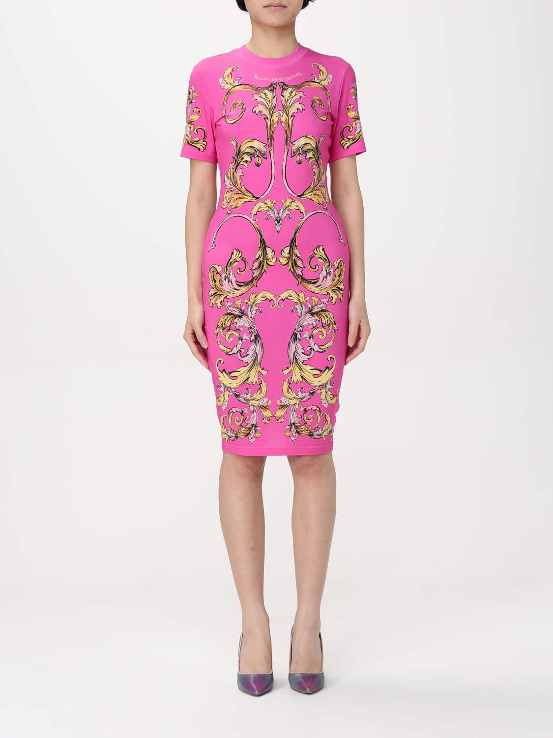 ワンピース VERSACE JEANS COUTURE Woman Dress Orange 78HAO900JS471 565 VERSACE JEANS COUTURE Orange Long Dress for Women with
