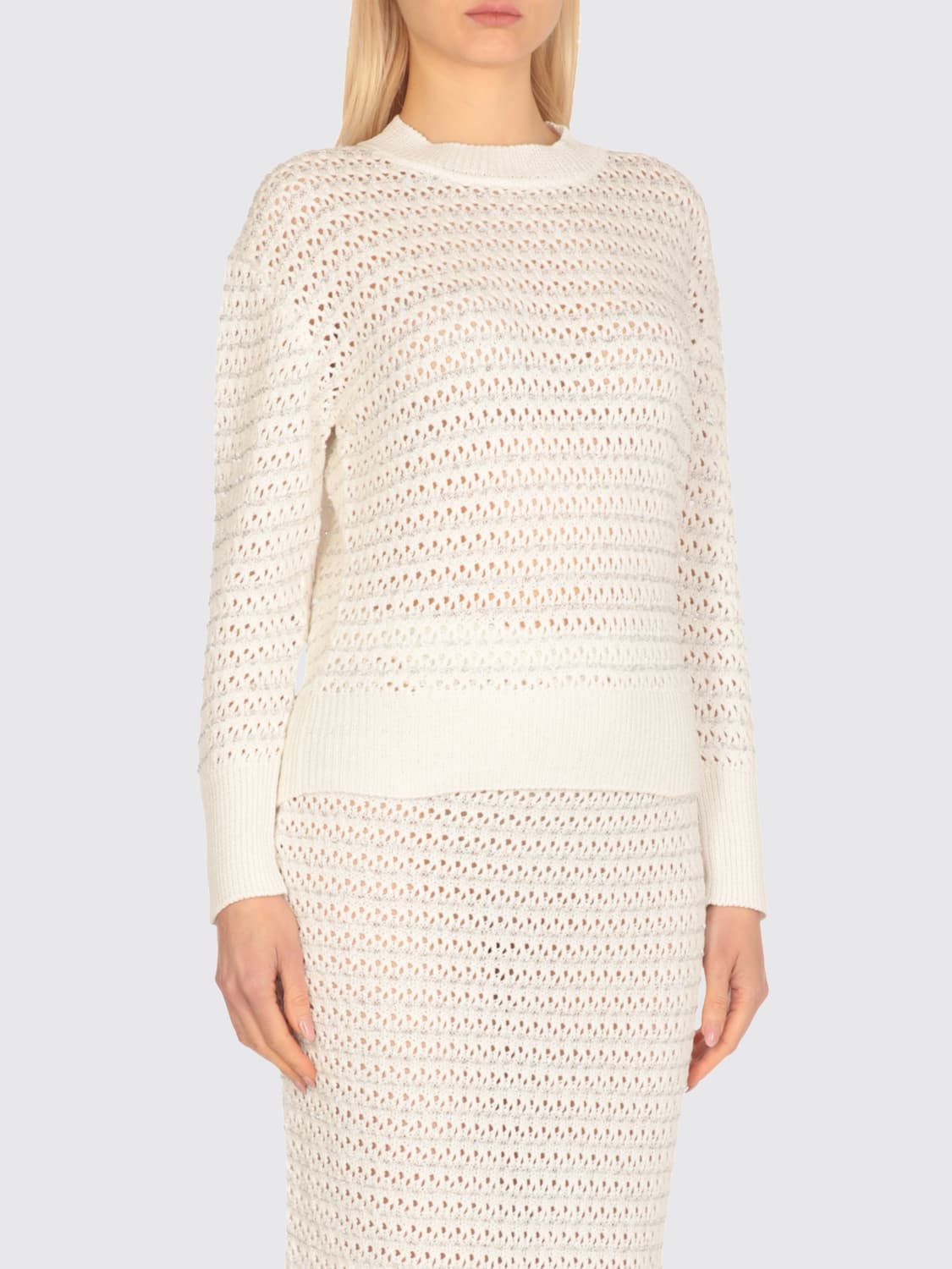 FABIANA FILIPPI MAGLIA: Maglia a girocollo in misto cotone Fabiana Filippi, Bianco - Img 1