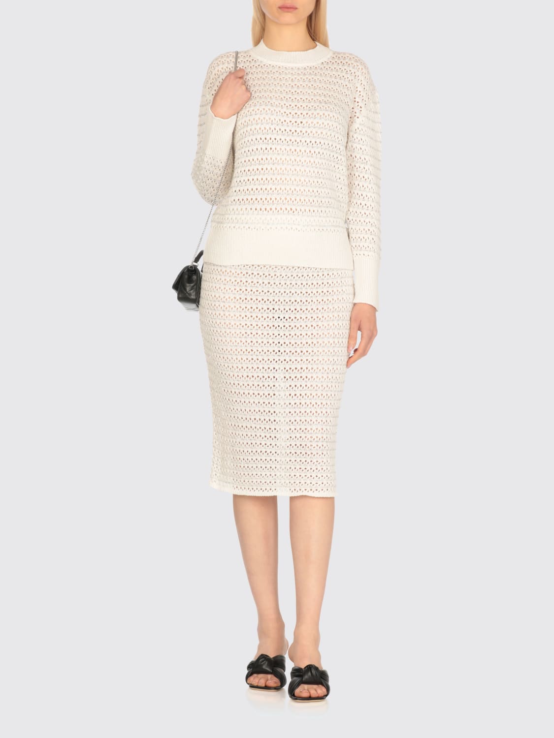 FABIANA FILIPPI MAGLIA: Maglia a girocollo in misto cotone Fabiana Filippi, Bianco - Img 2