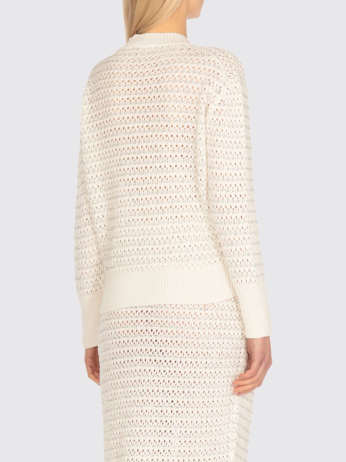 FABIANA FILIPPI MAGLIA: Maglia a girocollo in misto cotone Fabiana Filippi, Bianco - Img 3