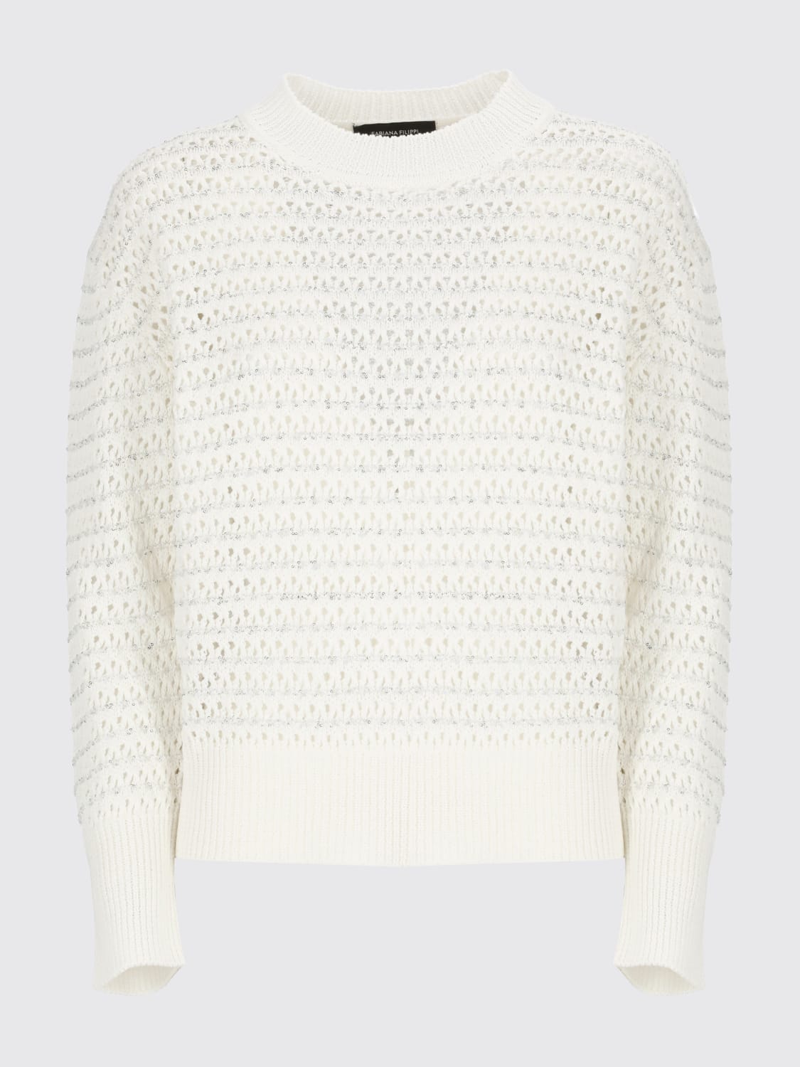 FABIANA FILIPPI MAGLIA: Maglia a girocollo in misto cotone Fabiana Filippi, Bianco - Img 5