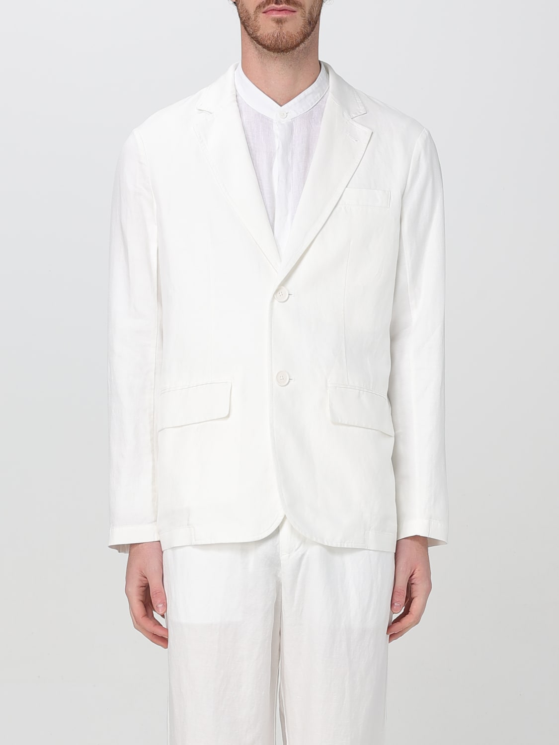 ARMANI EXCHANGE GIACCA: Blazer Armani Exchange in misto cotone e lino, Beige - Img 1