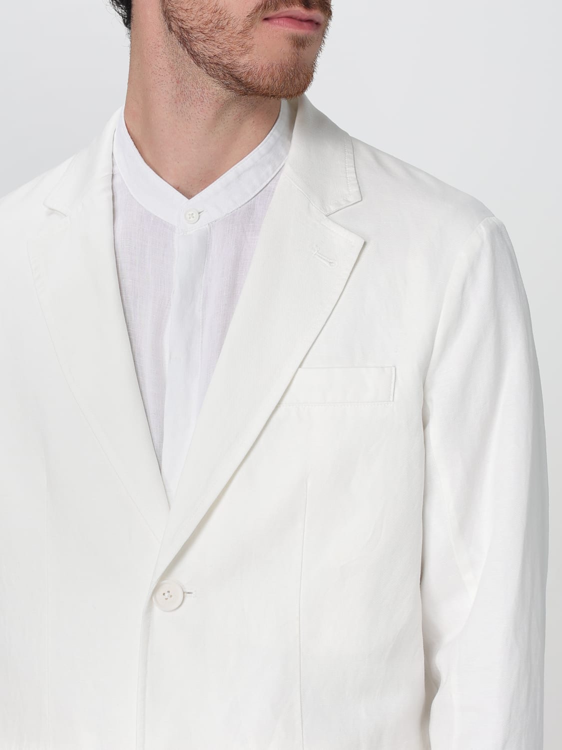 ARMANI EXCHANGE GIACCA: Blazer Armani Exchange in misto cotone e lino, Beige - Img 5