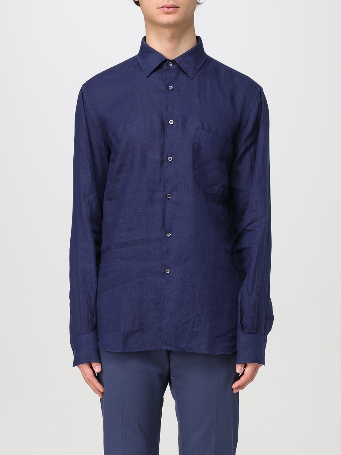 ASPESI CAMICIA: Camicia classico Aspesi in lino , Blue - Img 1