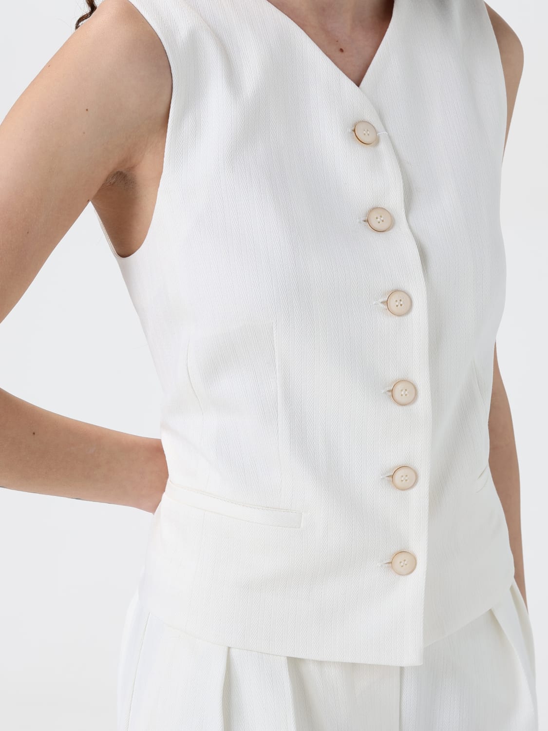 アウターその他 MAX MARA Woman Waistcoat White 2511911012600 001 White jackets | Max Mara