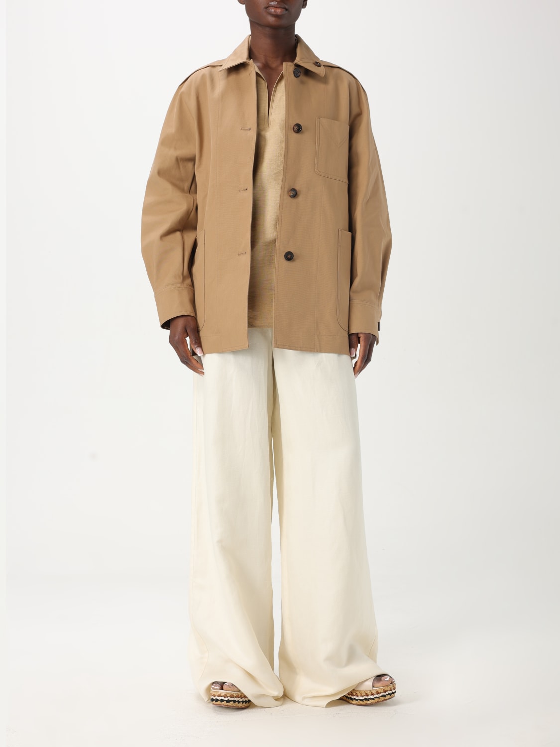 MAX MARA CAMICIA: Camicia a polo Max Mara in tela di lino, Marrone - Img 2