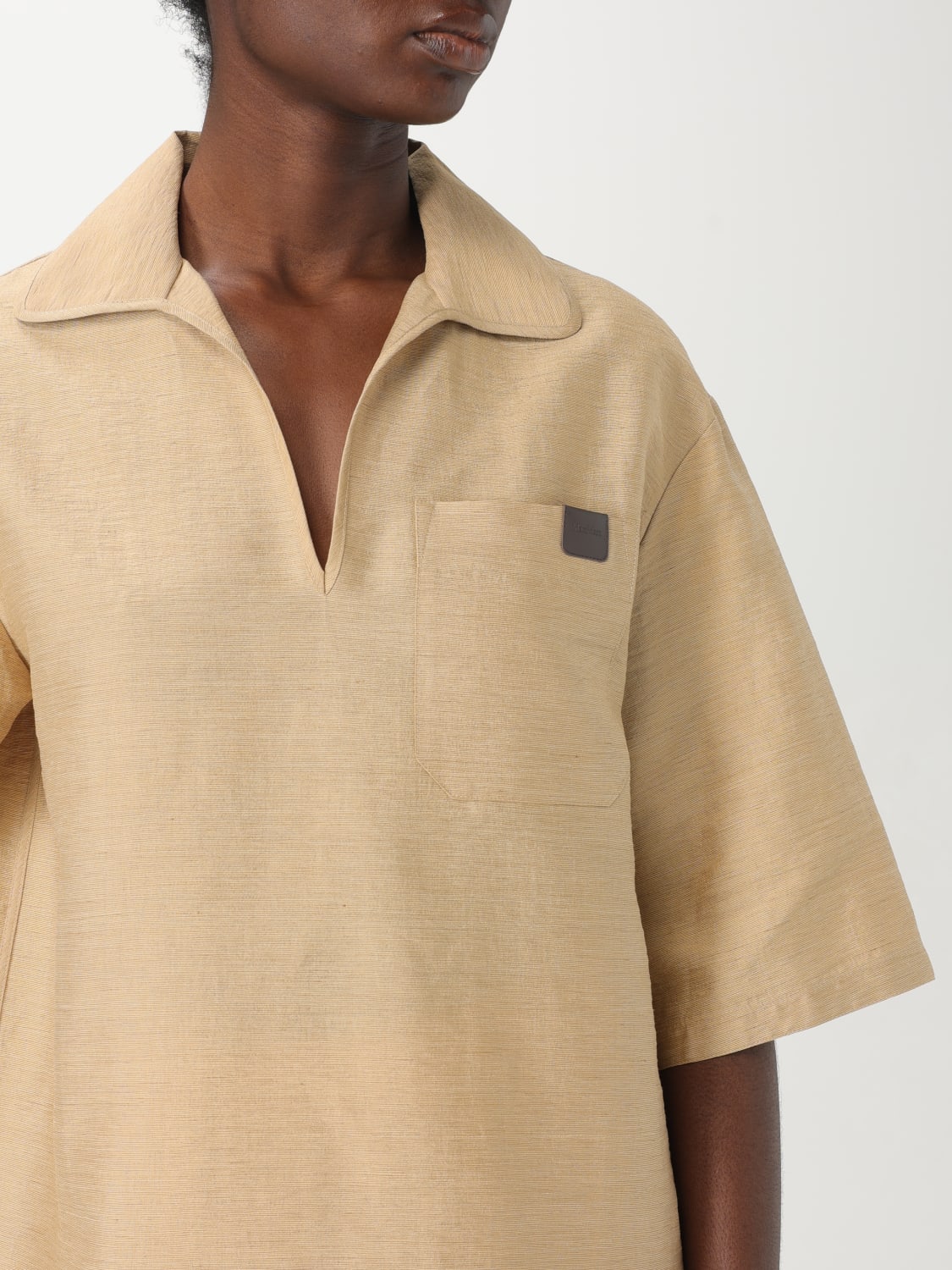 MAX MARA CAMICIA: Camicia a polo Max Mara in tela di lino, Marrone - Img 5