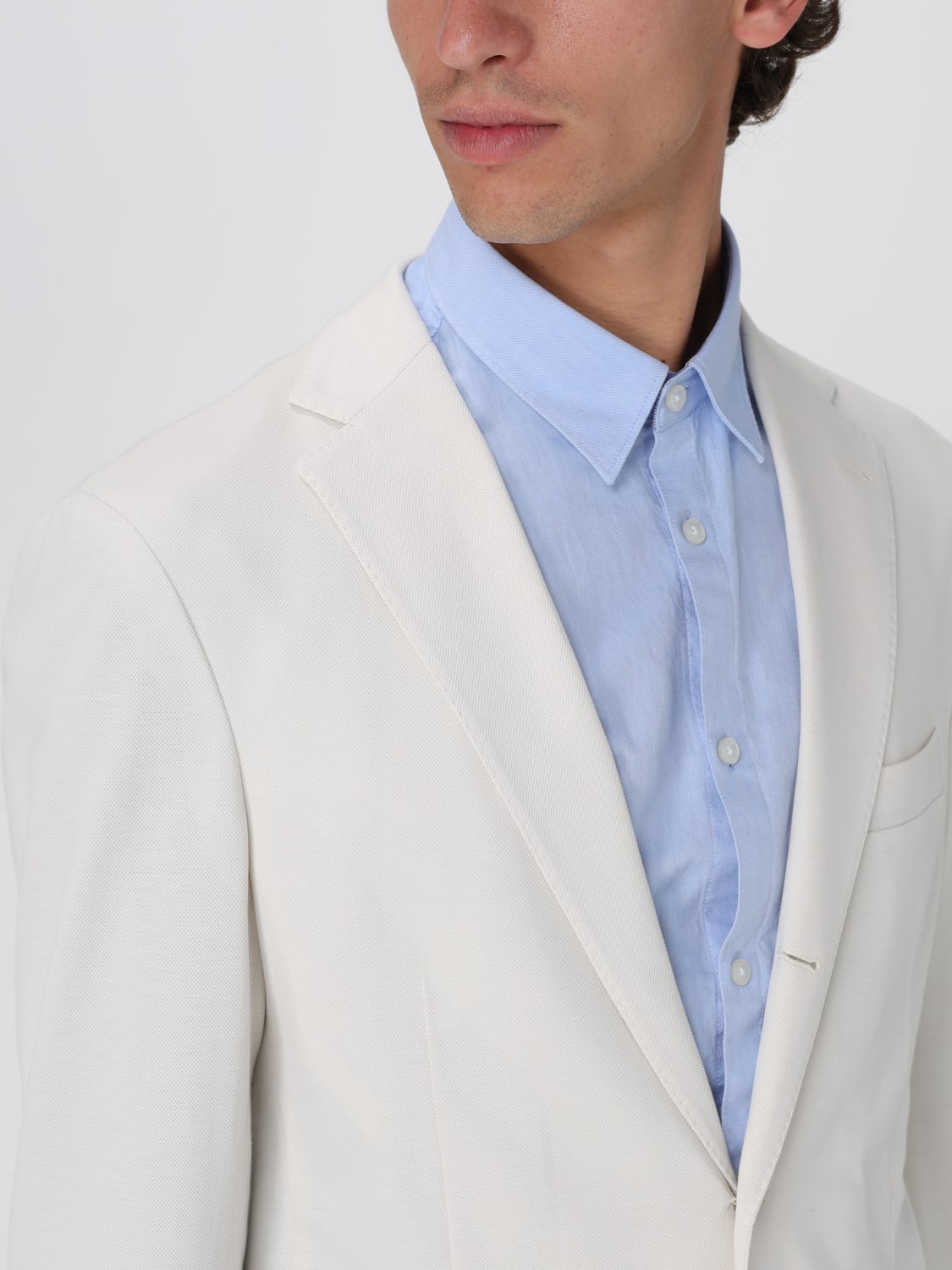 ELEVENTY GIACCA: Blazer con cappuccio Eleventy in lino e cotone , Sabbia - Img 4