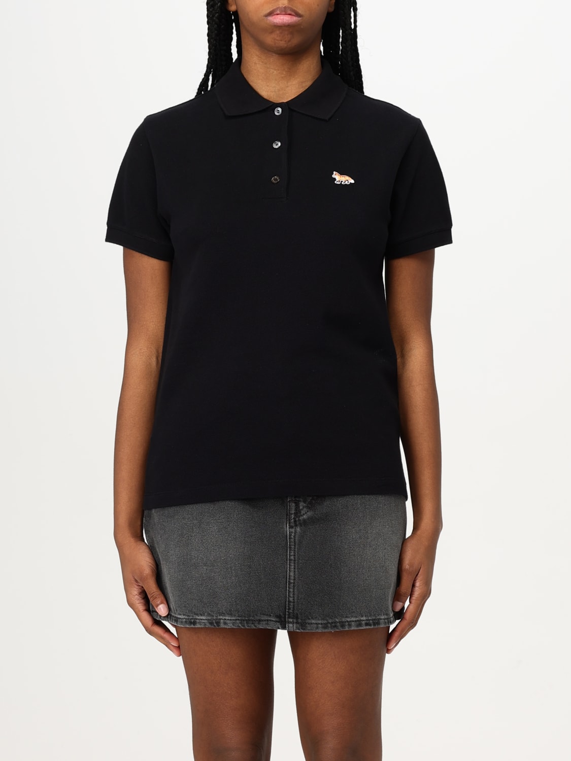 Tシャツ・カットソー MAISON KITSUNE Woman Polo Shirt Black OW00207KJ7010 P199 FOX HEAD PATCH CLASSIC POLO | Maison Kitsuné