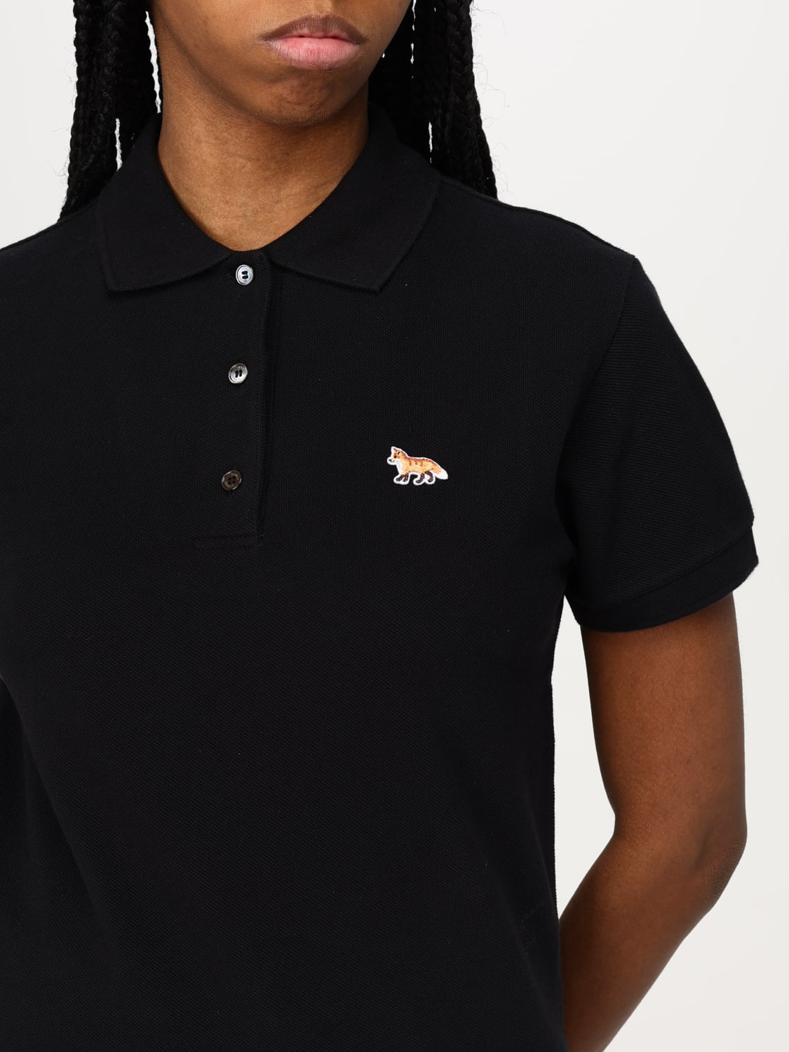 Tシャツ・カットソー MAISON KITSUNE Woman Polo Shirt Black OW00207KJ7010 P199 FOX HEAD PATCH CLASSIC POLO | Maison Kitsuné